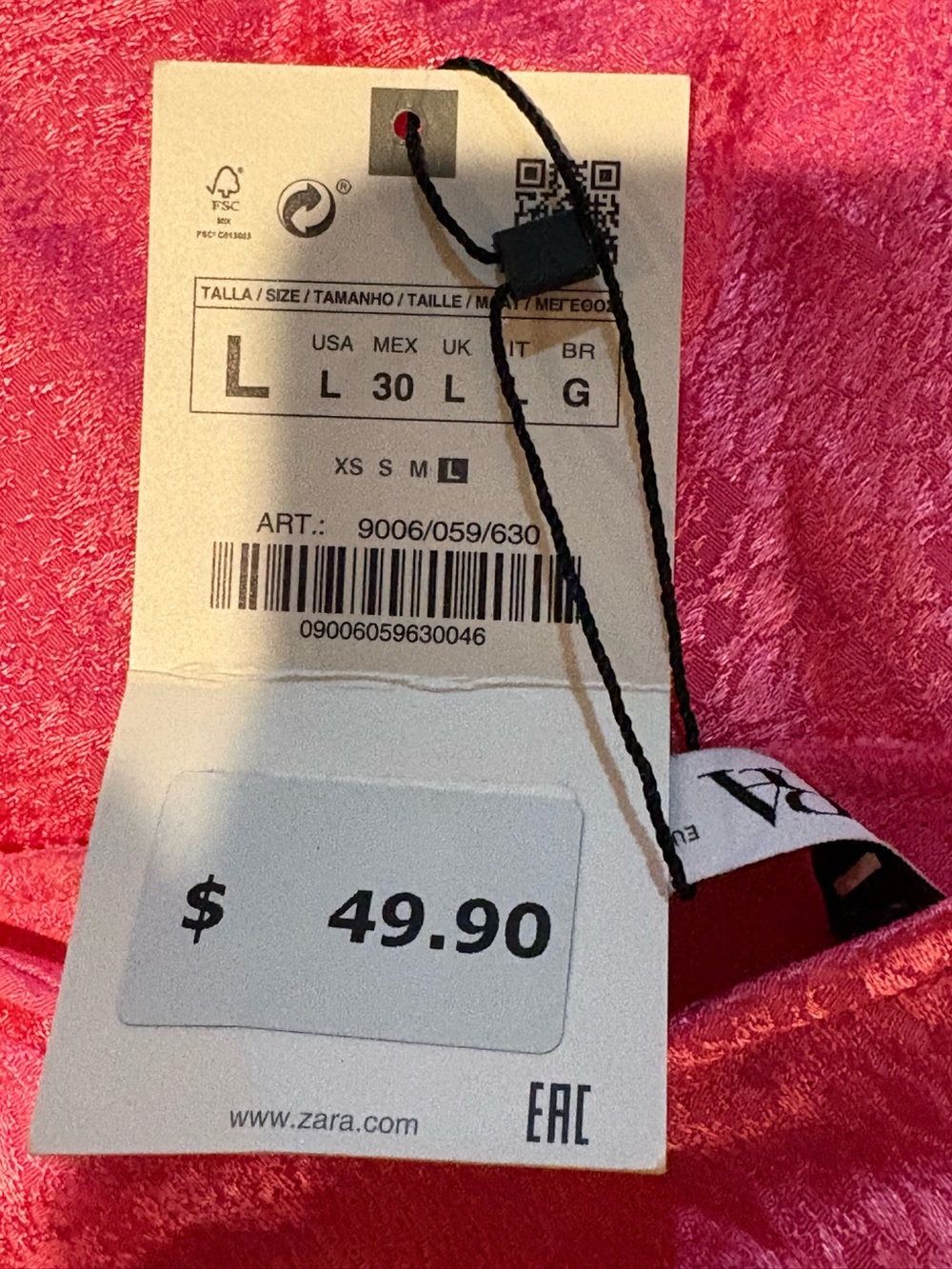 NWT- Zara Hot Pink Satin Camisole Dress- Large - Picture 3 of 5